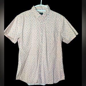 14th & Union Light Pink Short Sleeve Button Up Shirt Blue/White Sailboat Print L
